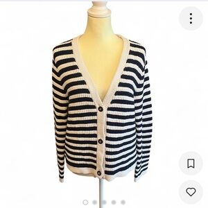 Jcrew Navy & White Striped Cardigan Size XL